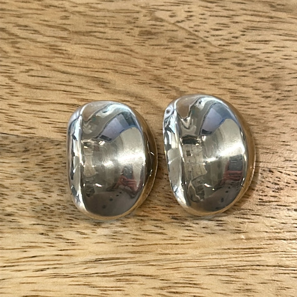 Organic Sculptural Shape Sterling Silver Earrings